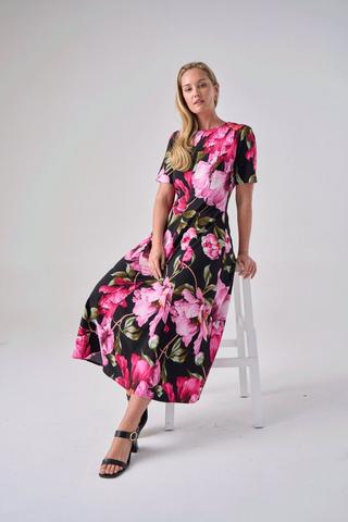 PANEL FIT AND FLARE DRESS FLORAL