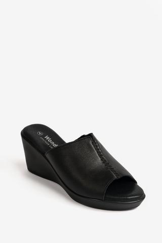 WONDERFIT LEATHER WEDGE BLACK