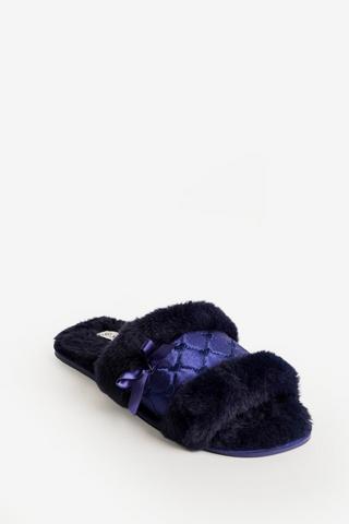 SATIN SLIPPERS NAVY