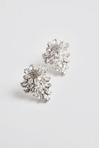 SILVER DIAMANTE STUD EARRINGS