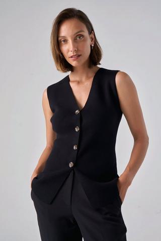 KNIT WAISTCOAT BLACK