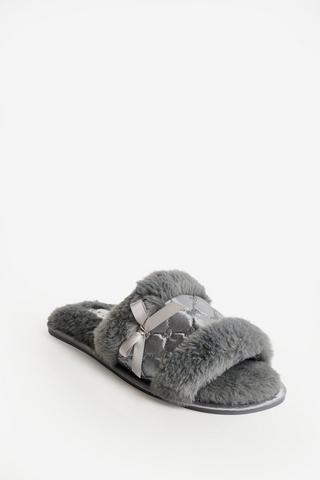 SATIN SLIPPERS GREY