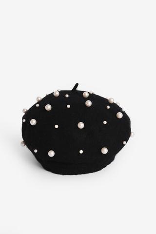 BLACK STUDDED BERET
