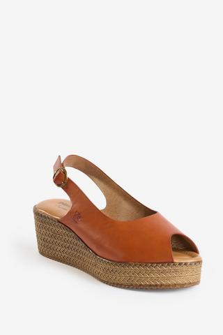 PEEPTOE WEDGE TAN - Pierre Cardin