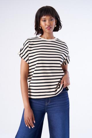 STRIPE TEE BLACK & STONE