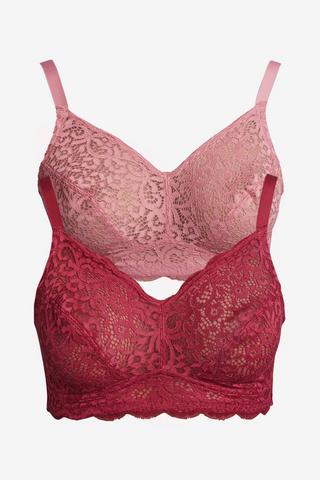 2 PACK NO WIRE NON PADDED ALL OVER LACE BRAS