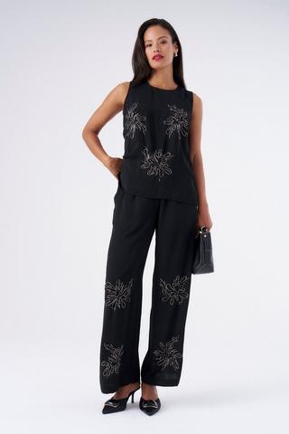 BEADED PANTS BLACK