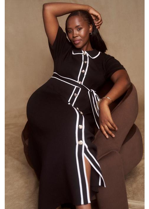 black knit shirt dress LowStock:42710237282355