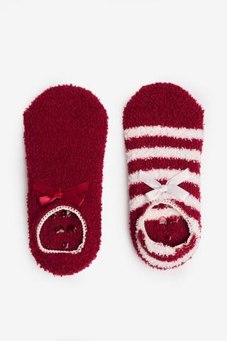 2 PACK SLIPPER SOCKS BURGUNDY