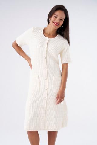 KNIT PINAFORE CREAM DRESS
