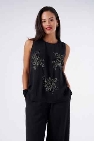 BEADED TOP BLACK