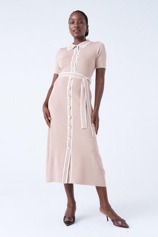 KNIT DRESS WITH TIPPING