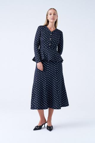 SPOT PRINT SKIRT NAVY