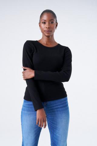 LONG SLEEVE RIB TEE BLACK