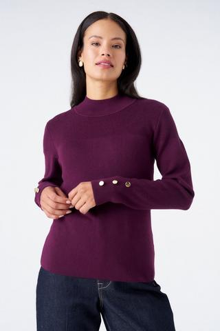FUNNEL NECK KNIT TOP BURGUNDY
