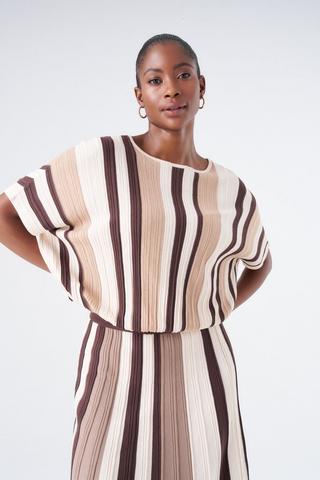 STRIPE KNIT TOP NATURAL