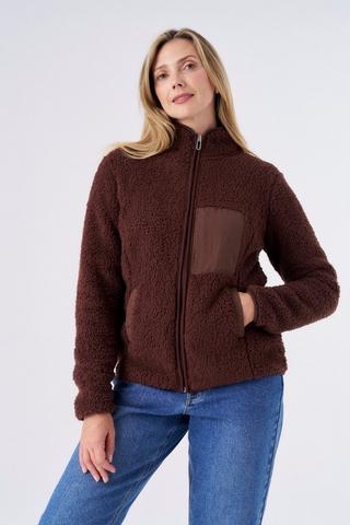 CORAL FLEECE JACKET CHOC BROWN