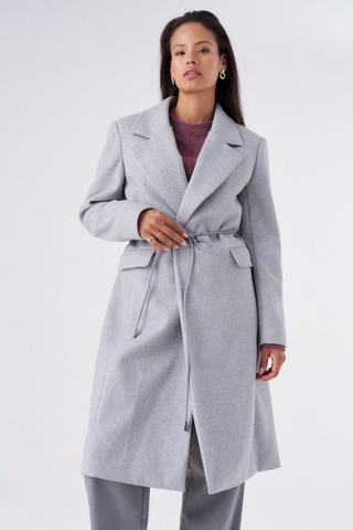 LONG MELTON COAT GREY