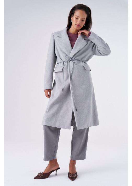 LONG MELTON COAT GREY | MILADYS