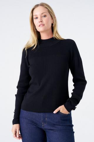 FUNNEL NECK KNIT TOP BLACK