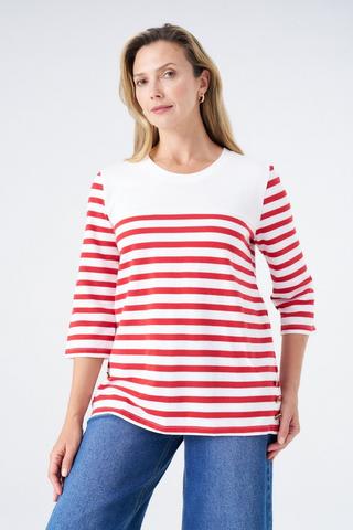 3/4 SLEEVE STRIPE TOP