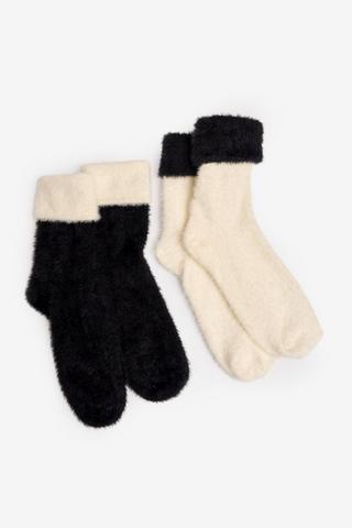 2 PACK FLUFFY SOCKS-4-7