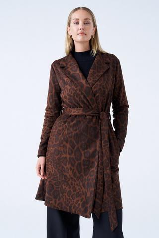 SUEDE COAT ANIMAL PRINT