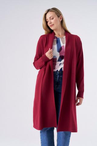 LONGER LENGTH CARDIGAN BURGUNDY