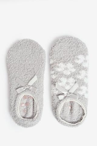 2 PACK SLIPPER PUMPS GREY FLORAL