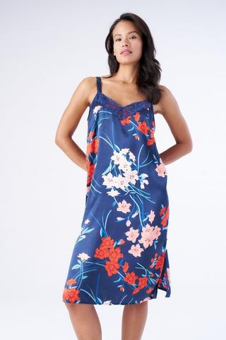 SATIN FLOWER PRINT CHEMISE
