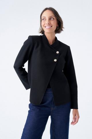 CROPPED MELTON JACKET BLACK