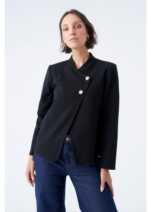CROPPED MELTON JACKET BLACK | MILADYS