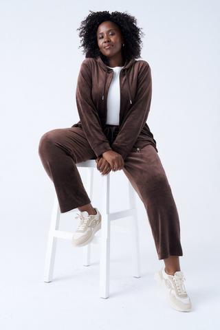 PLUSH VELOUR TRACK PANT BROWN