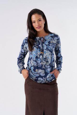 PAISLEY PRINT TEXTURED TOP
