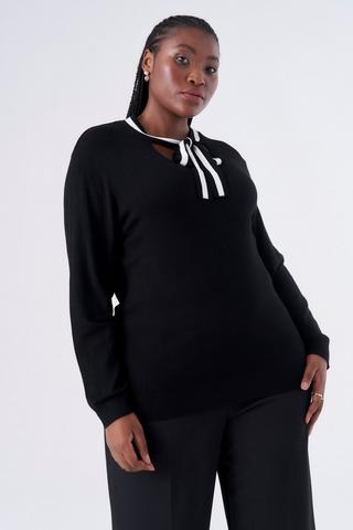 BOW KNITTED TOP BLACK