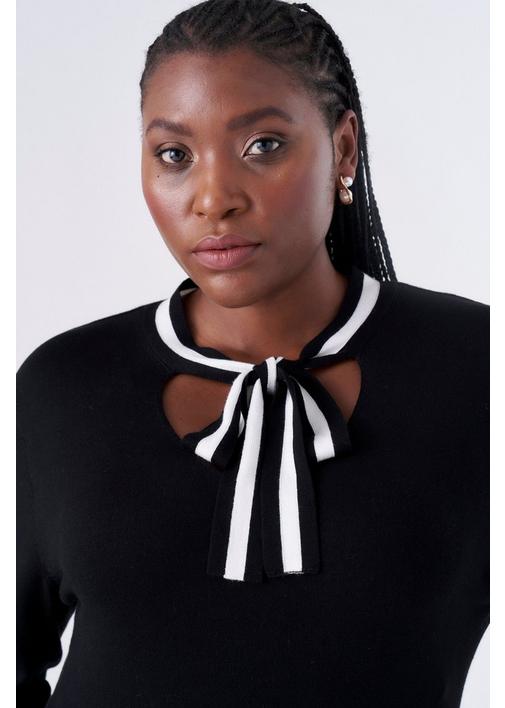 BOW KNITTED TOP BLACK | MILADYS