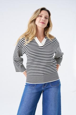 JOHNNY COLLAR STRIPE TOP