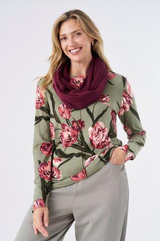 PLUSH FLORAL PRINT SNOOD TOP