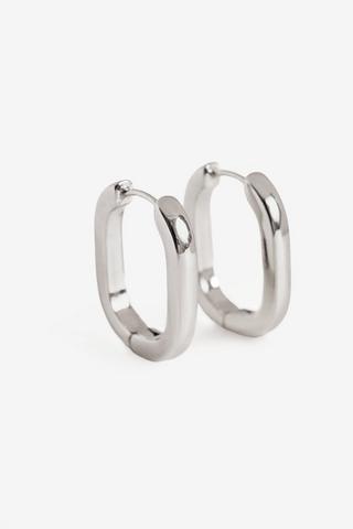 SILVER OVAL HOOP EARRINGS