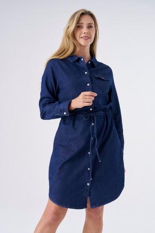 DENIM SHIRT DRESS INK