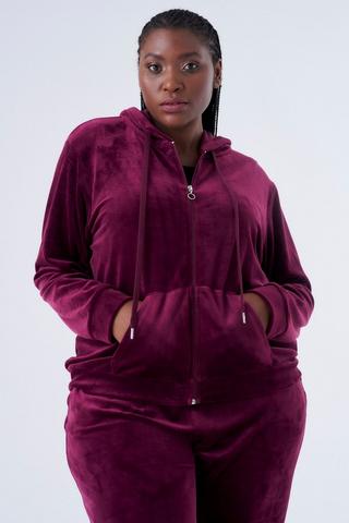 PLUSH VERLOUR TRACKTOP PLUM