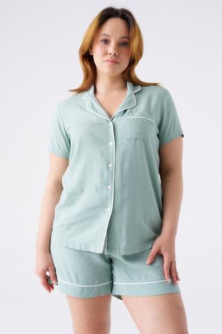 LINEN BLEND BUTTON THROUGH SLEEP SET