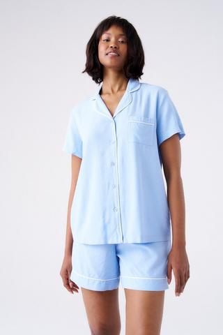 LINEN BLEND BUTTON THROUGH SLEEP SET