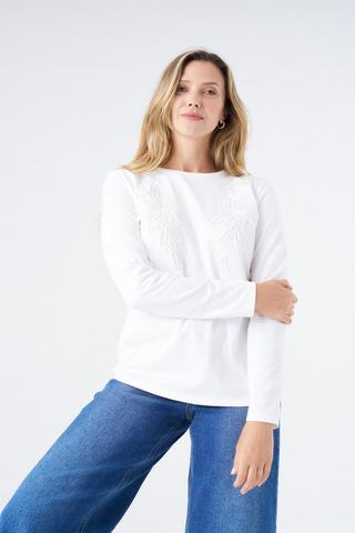 EMBROIDERED COTTON TEE WHITE