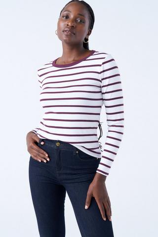 LONG SLEEVE STRIPE RIB TEE