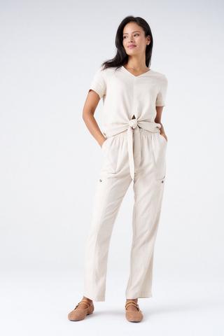 TAPERED ELASTICATED PANTS WHITE