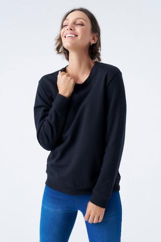 FLEECE CREW NECK PULLOVER BLACK