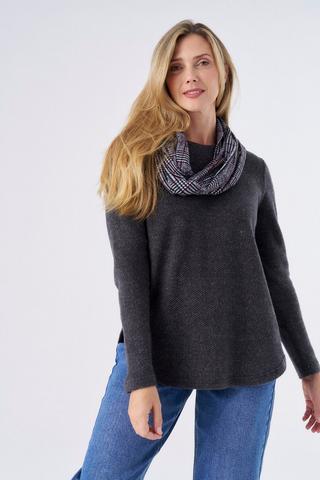 TEXTURE SNOOD TOP CHARCOAL