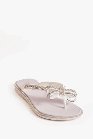 DIAMANTE THONG SANDALS WHITE
