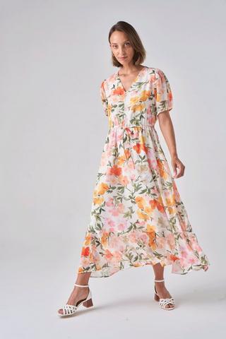 FLORAL PRINT CHIFFON DRESS